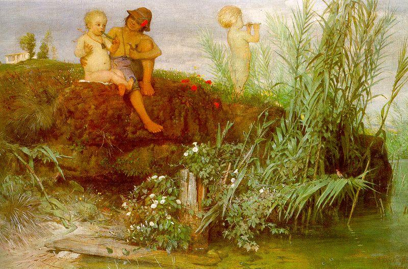 Arnold Bocklin Children Carving May Flutes